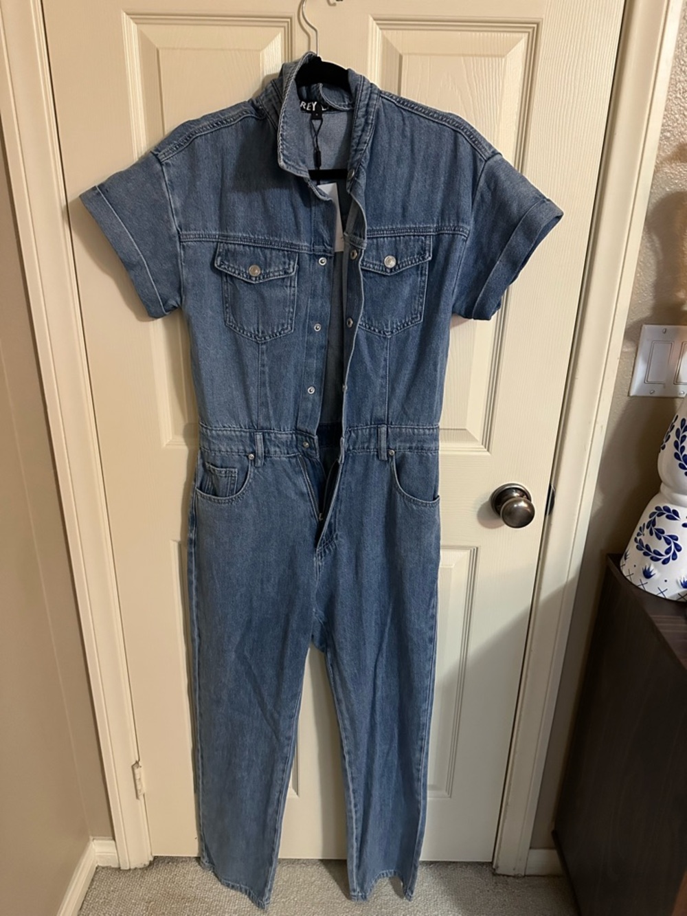 GREY LAB Light Blue Denim Jumpsuit